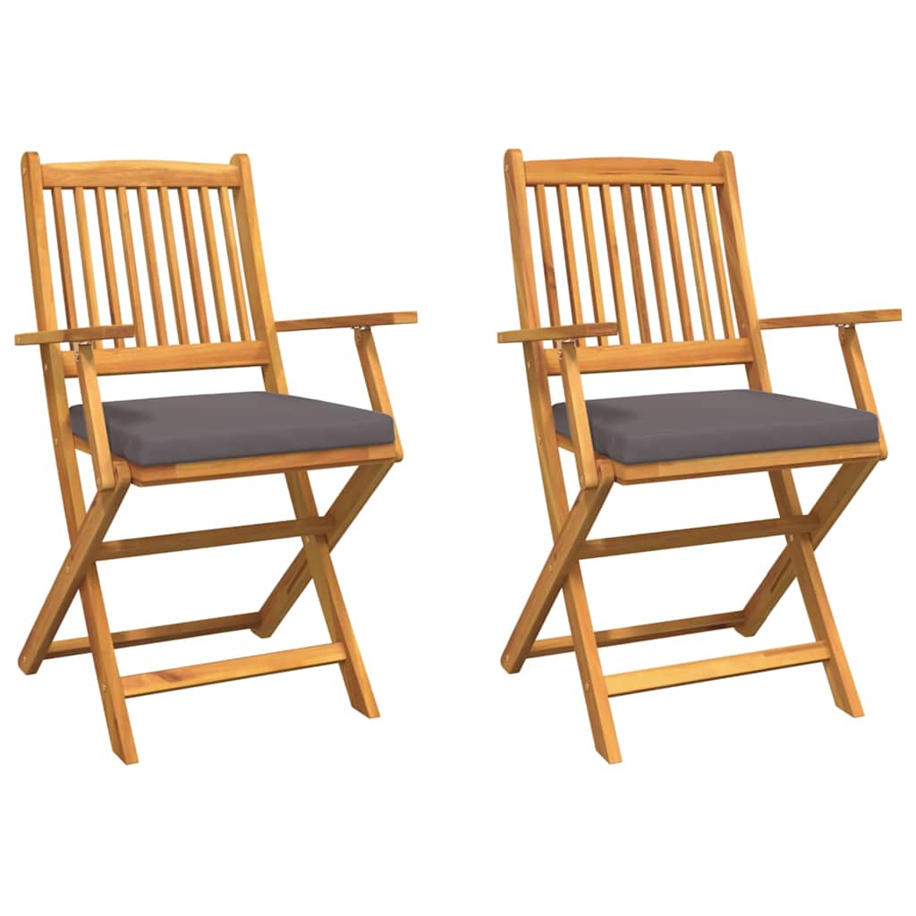Cadeira Dobrável com almofada 2 pcs Cinzeto 49 x 57,5 x 92cm