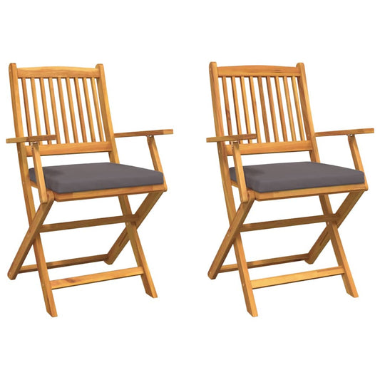 Cadeira Dobrável com almofada 2 pcs Cinzeto 49 x 57,5 x 92cm