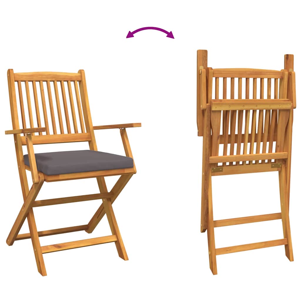 Cadeira Dobrável com almofada 2 pcs Cinzeto 49 x 57,5 x 92cm