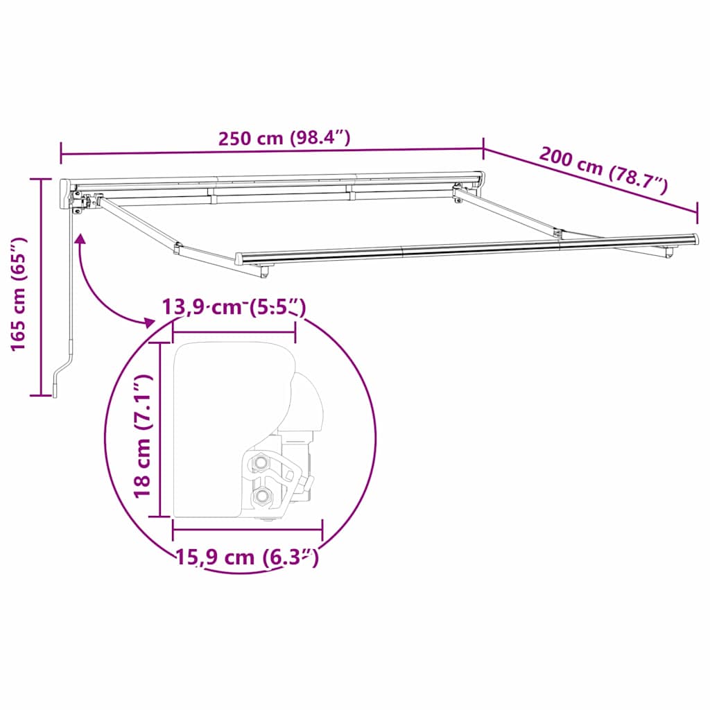 Estrutura de Toldo Manual Branco 2.5 x 2 m
