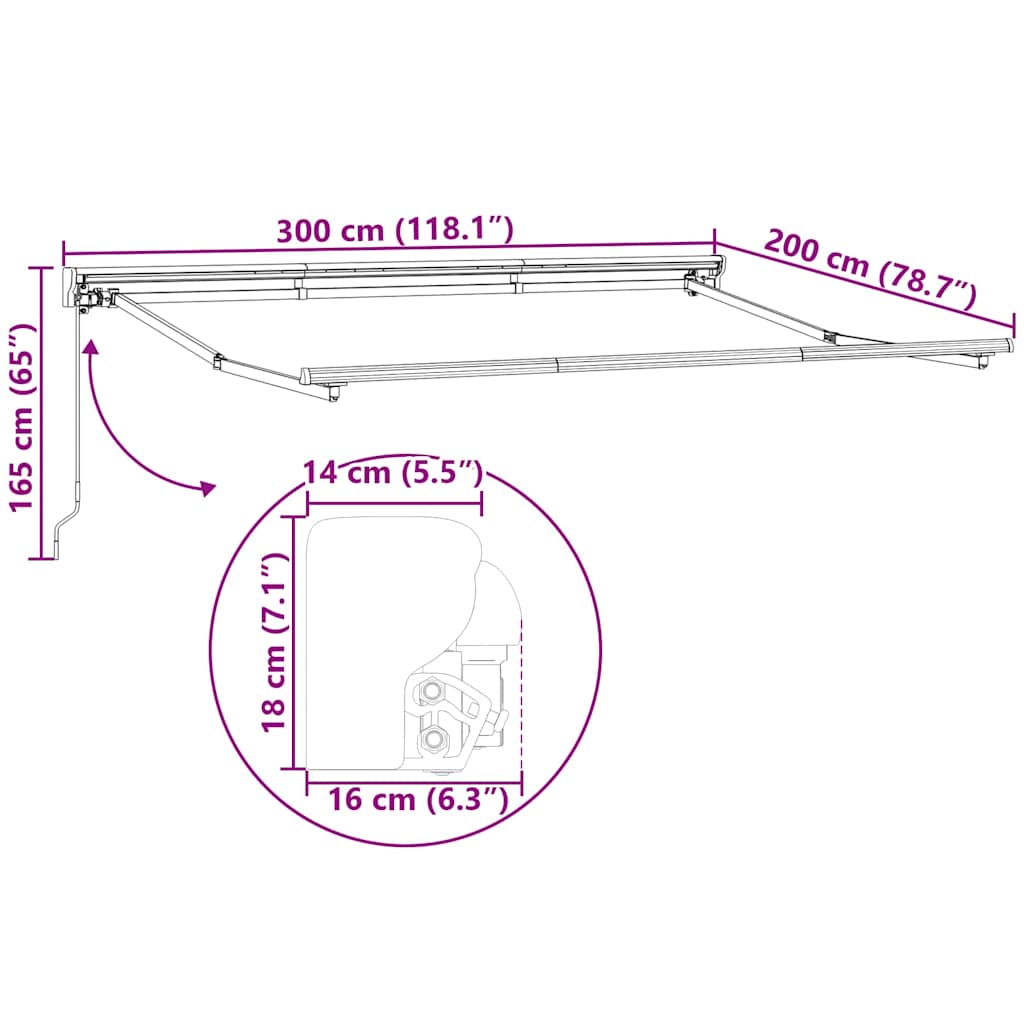 Estrutura de Toldo Manual Branco 3 x 2 m
