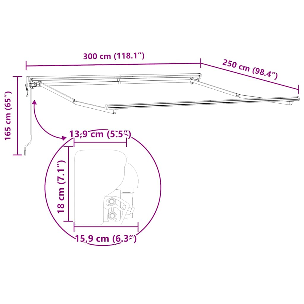 Estrutura de Toldo Antracite 3 x 2,5 m