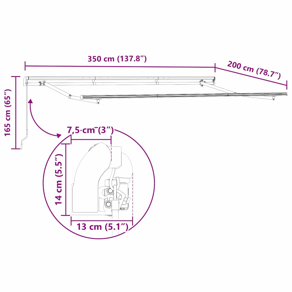 Estrutura de Toldo Branco 3.5 x 2 m Metal