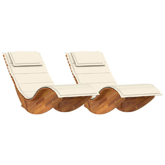 Espreguiçadeira com almofada 2 pcs Castanho 60 x 154 x 74cm