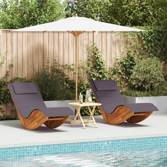 Espreguiçadeira com almofada 2 pcs Castanho 60 x 154 x 74cm