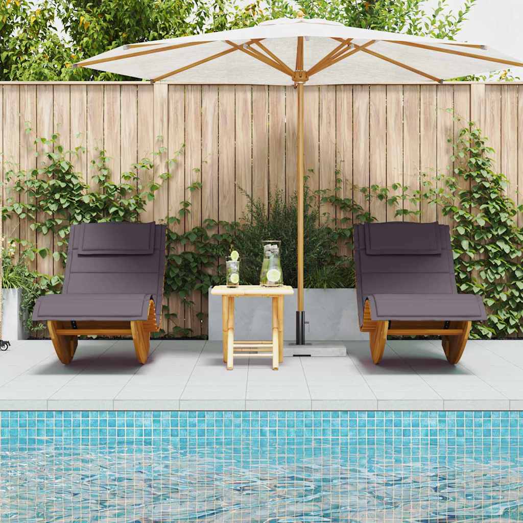 Espreguiçadeira com almofada 2 pcs Castanho 60 x 154 x 74cm