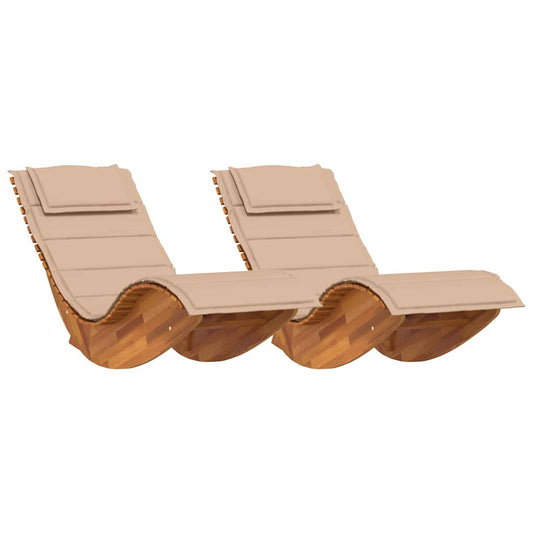 Espreguiçadeira com almofada 2 pcs Castanho 60 x 154 x 74cm
