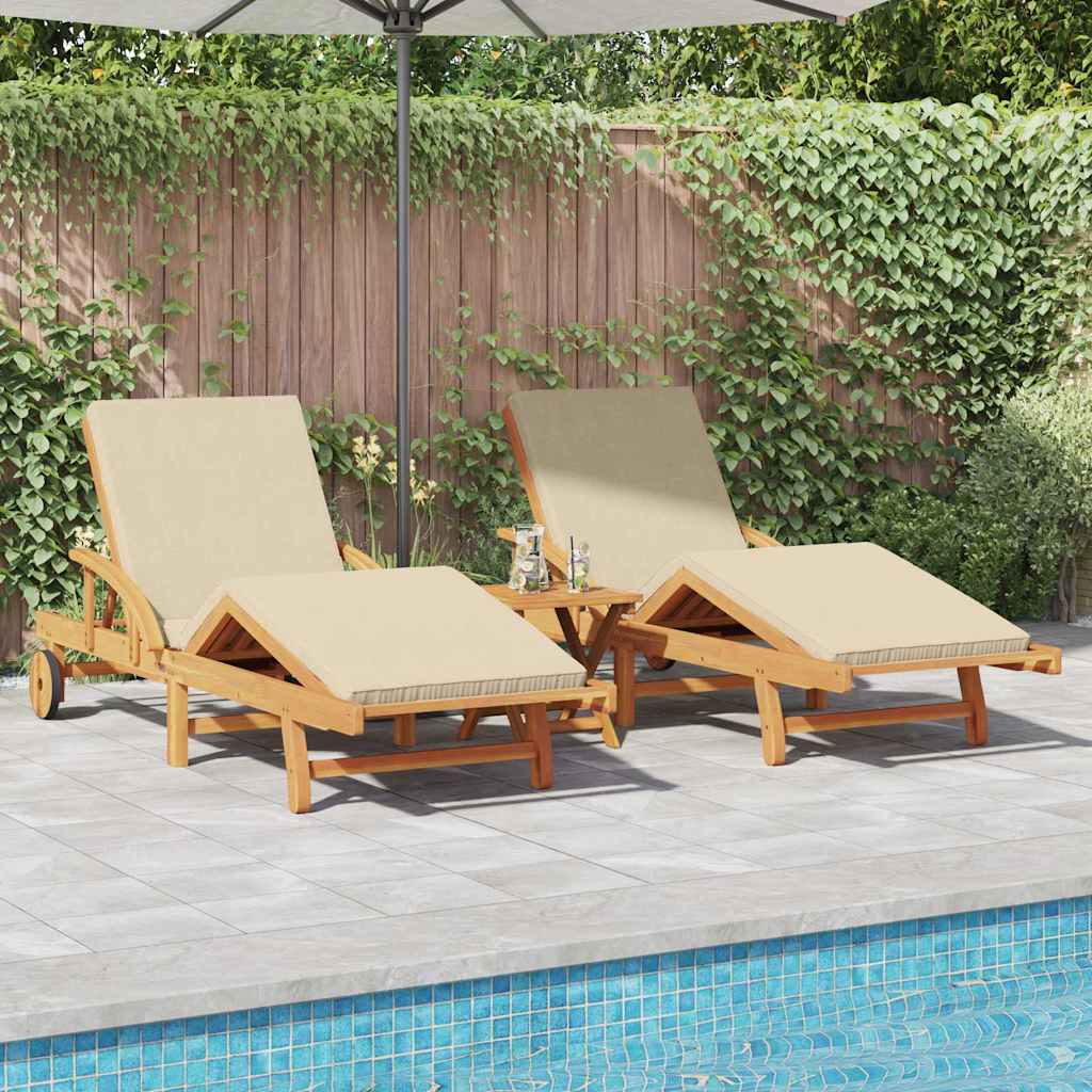 Espreguiçadeira com almofada 2 pcs Bege 200 x 67 x 84cm
