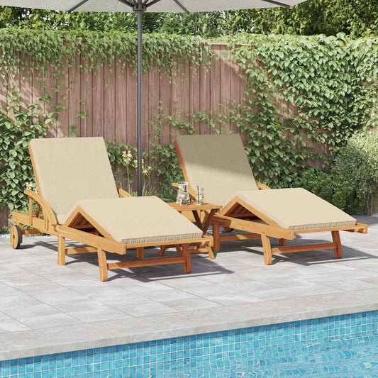 Espreguiçadeira com almofada 2 pcs Bege 200 x 67 x 84cm