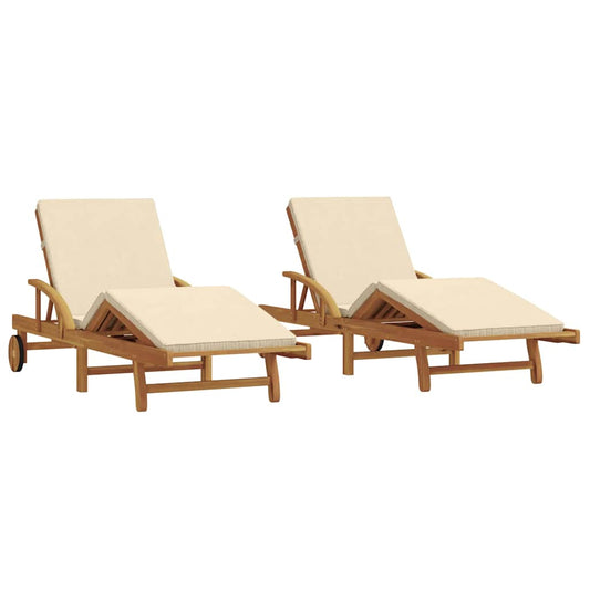 Espreguiçadeira com almofada 2 pcs Bege 200 x 67 x 84cm