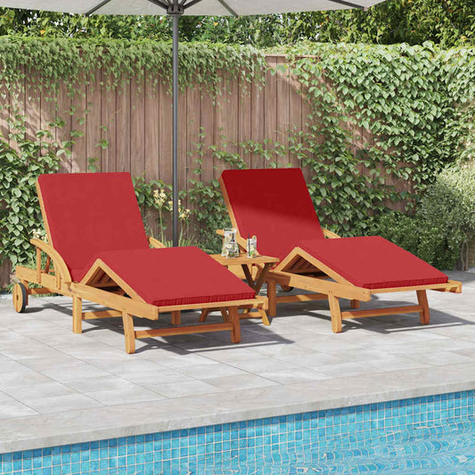 Espreguiçadeira com almofada 2 pcs Vermelho 200 x 67 x 84cm