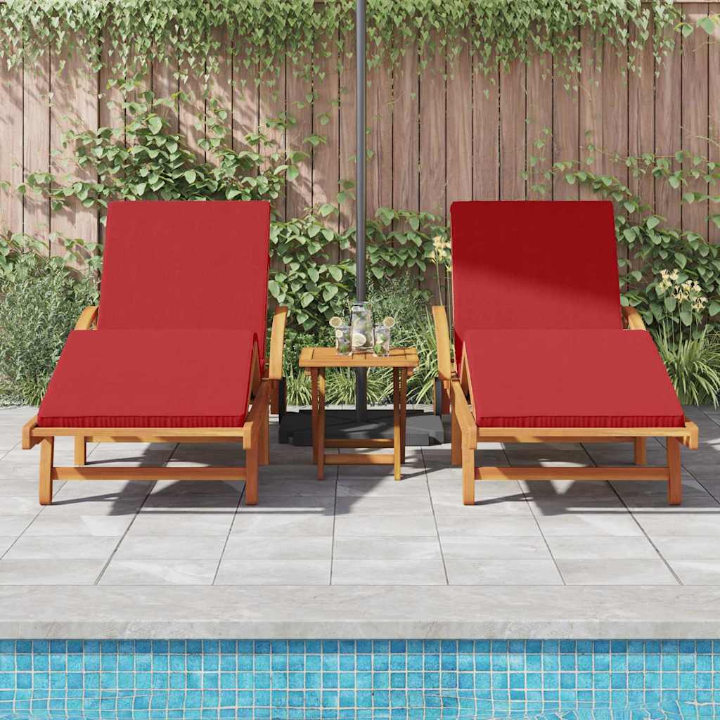 Espreguiçadeira com almofada 2 pcs Vermelho 200 x 67 x 84cm