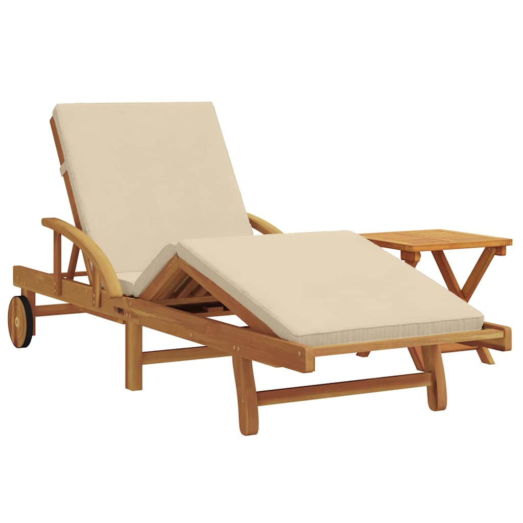 Espreguiçadeira com almofada 1-pessoa 2 pcs Bege 40 x 40 x 40cm