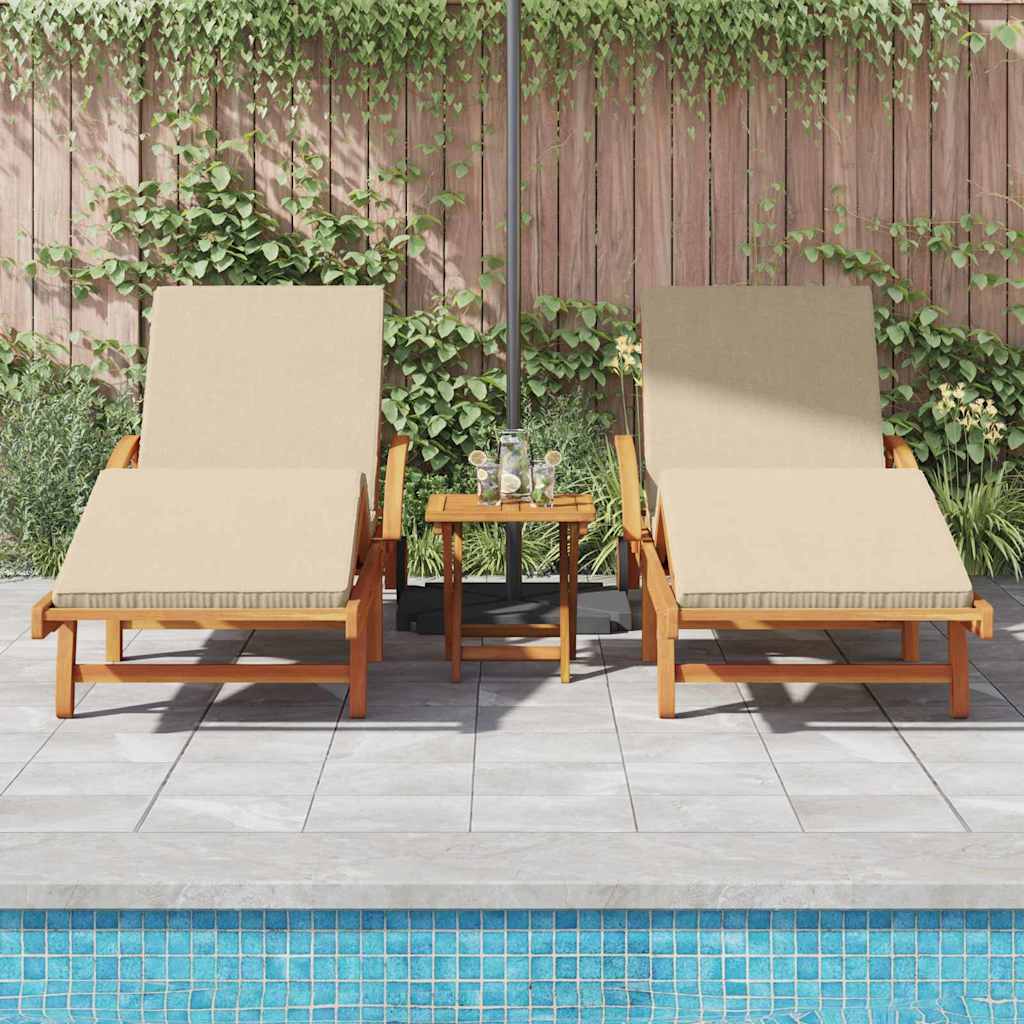 Espreguiçadeira com almofada 2-pessoa 3 pcs Bege 40 x 40 x 40cm