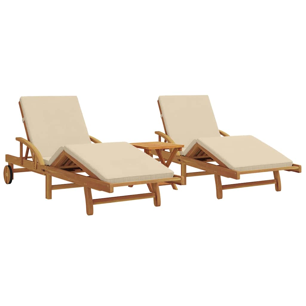 Espreguiçadeira com almofada 2-pessoa 3 pcs Bege 40 x 40 x 40cm