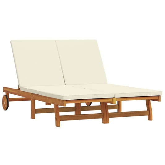 Espreguiçadeira com almofada 2-pessoa Castanho 125 x 200 x 84cm