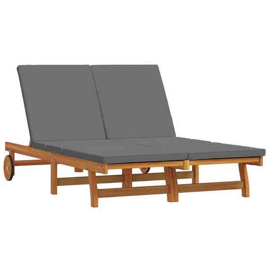 Espreguiçadeira com almofada 2-pessoa Castanho 125 x 200 x 84cm