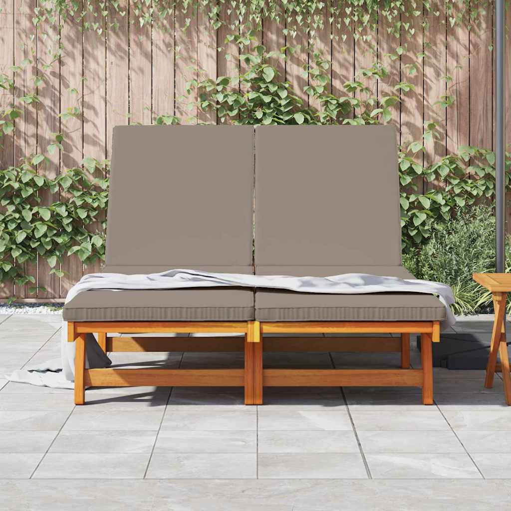 Espreguiçadeira com almofada 2-pessoa Castanho 125 x 200 x 84cm