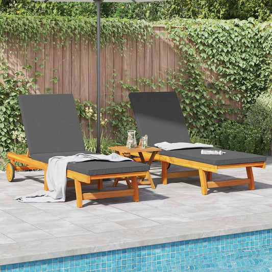 Espreguiçadeira com almofada 2 pcs Castanho 63 x 199 x 85cm