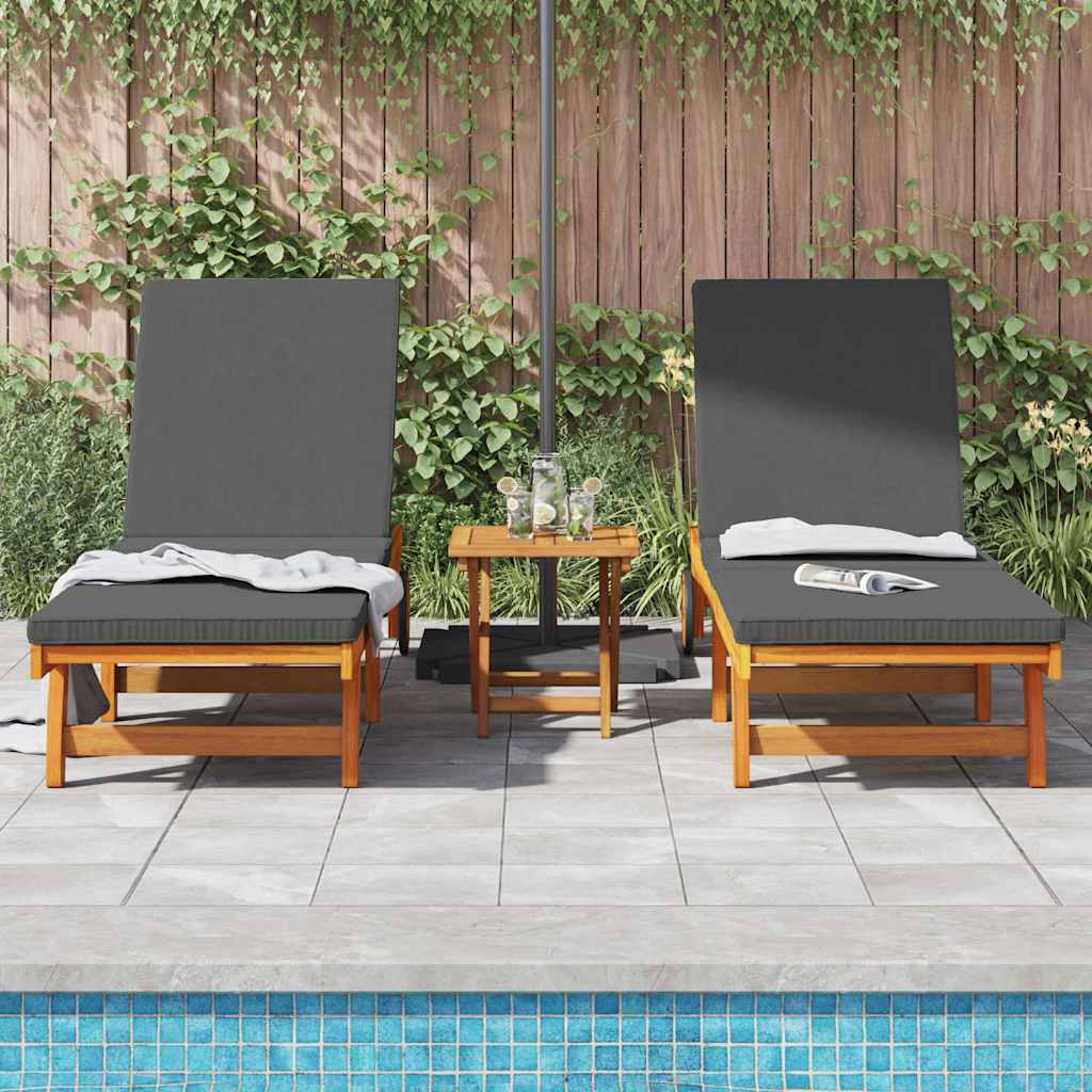 Espreguiçadeira com almofada 2 pcs Castanho 63 x 199 x 85cm