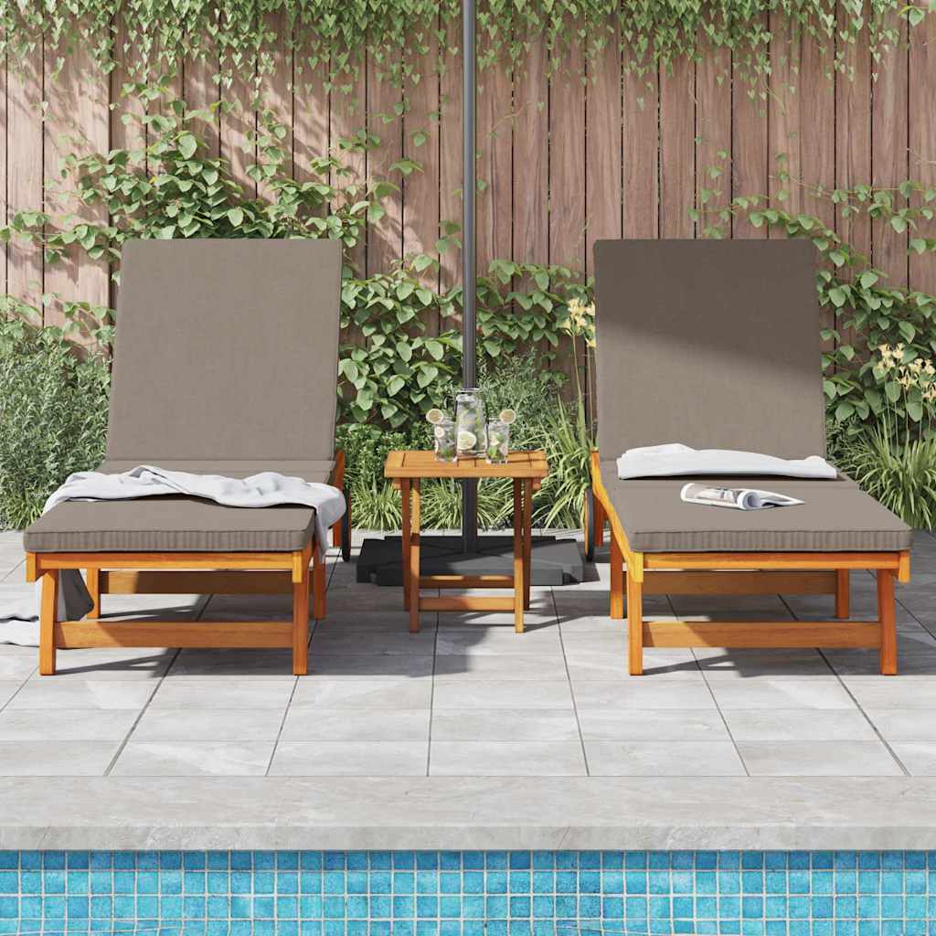 Espreguiçadeira com almofada 2 pcs Castanho 63 x 199 x 85cm