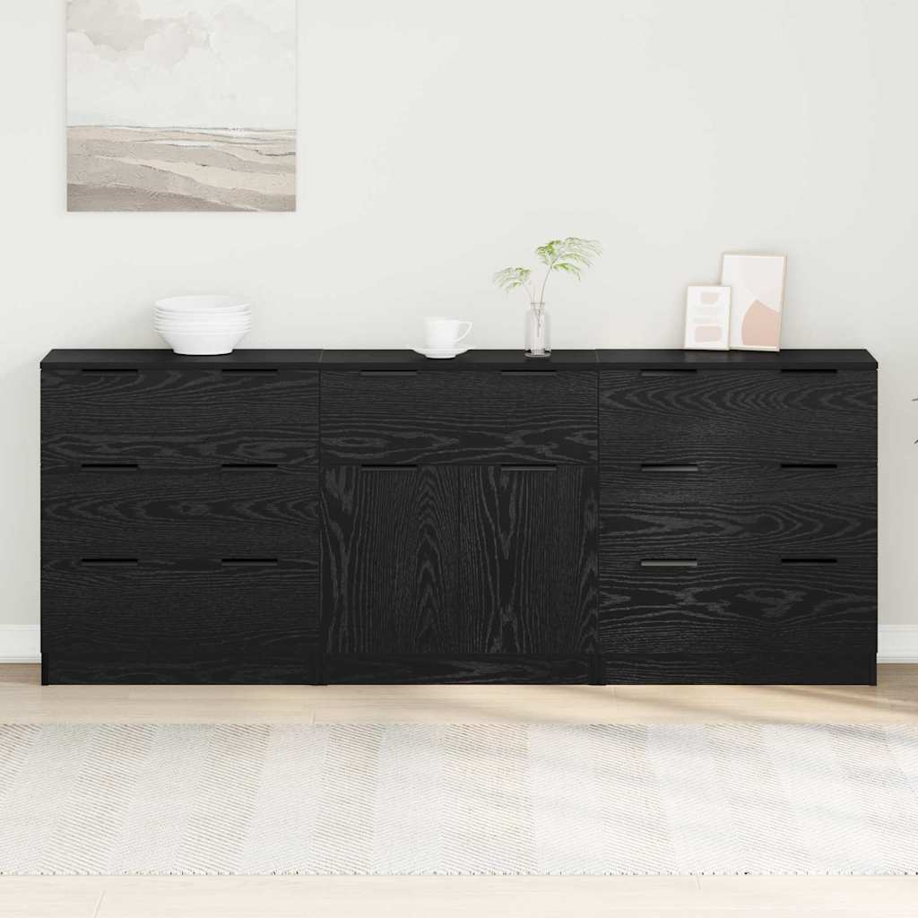 Buffet 3 pcs Carvalho preto 60 x 30 x 70 cm Madeira processada