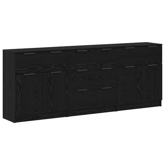 Buffet 3 pcs Carvalho Preto 181 x 30 x 70 cm Madeira processada