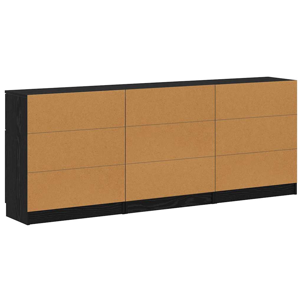 Buffet 3 pcs Carvalho preto 60 x 30 x 70 cm Madeira processada