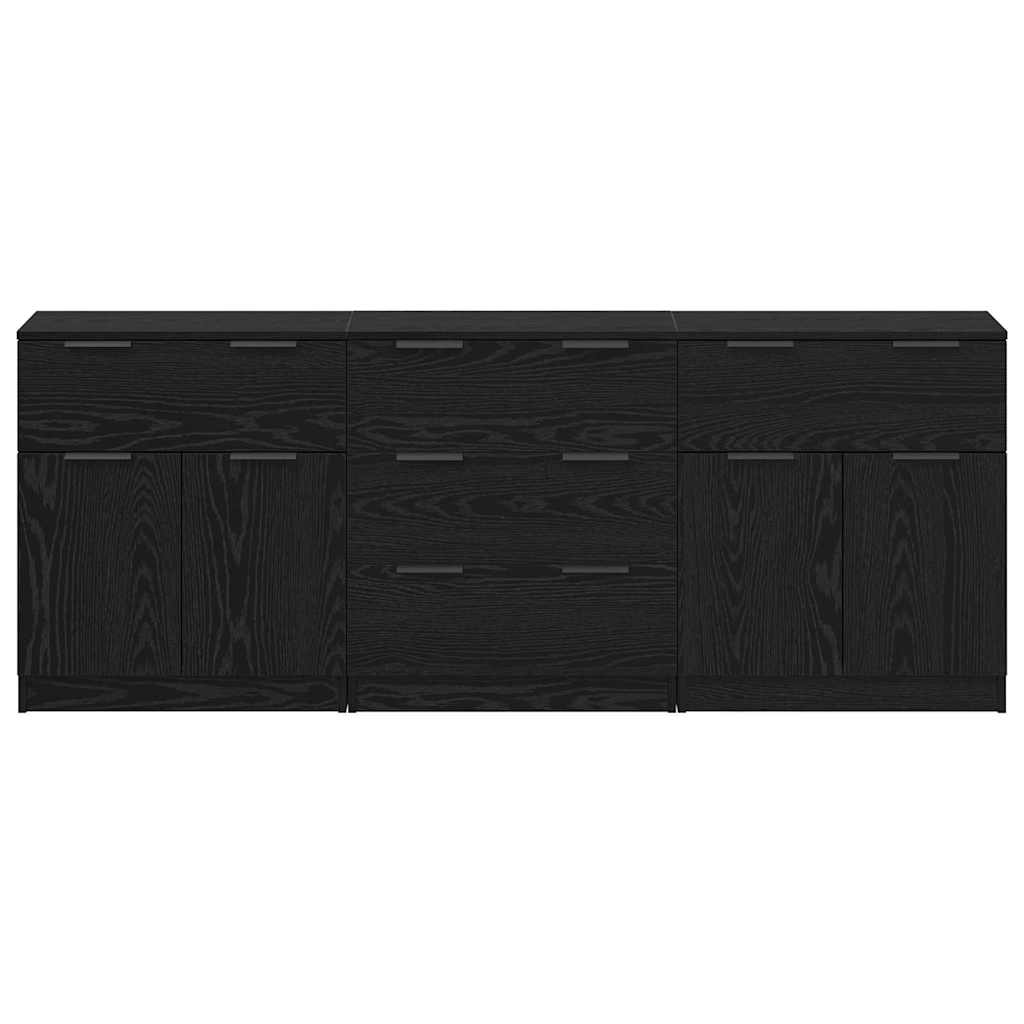 Buffet 3 pcs Carvalho preto 60 x 30 x 70 cm Madeira processada