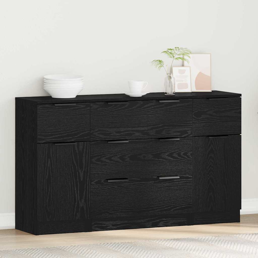 Buffet 3 pcs Carvalho preto 121 x 30 x 70 cm Madeira processada