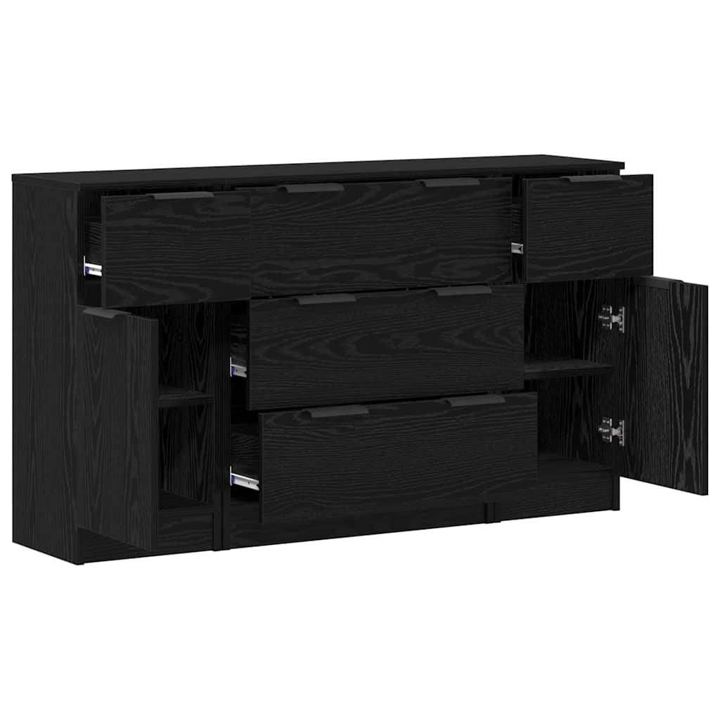 Buffet 3 pcs Carvalho preto 121 x 30 x 70 cm Madeira processada