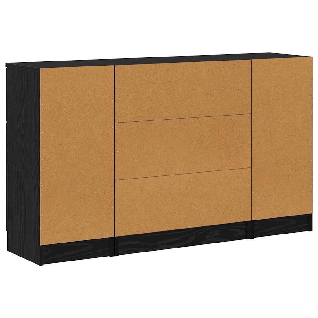 Buffet 3 pcs Carvalho preto 121 x 30 x 70 cm Madeira processada