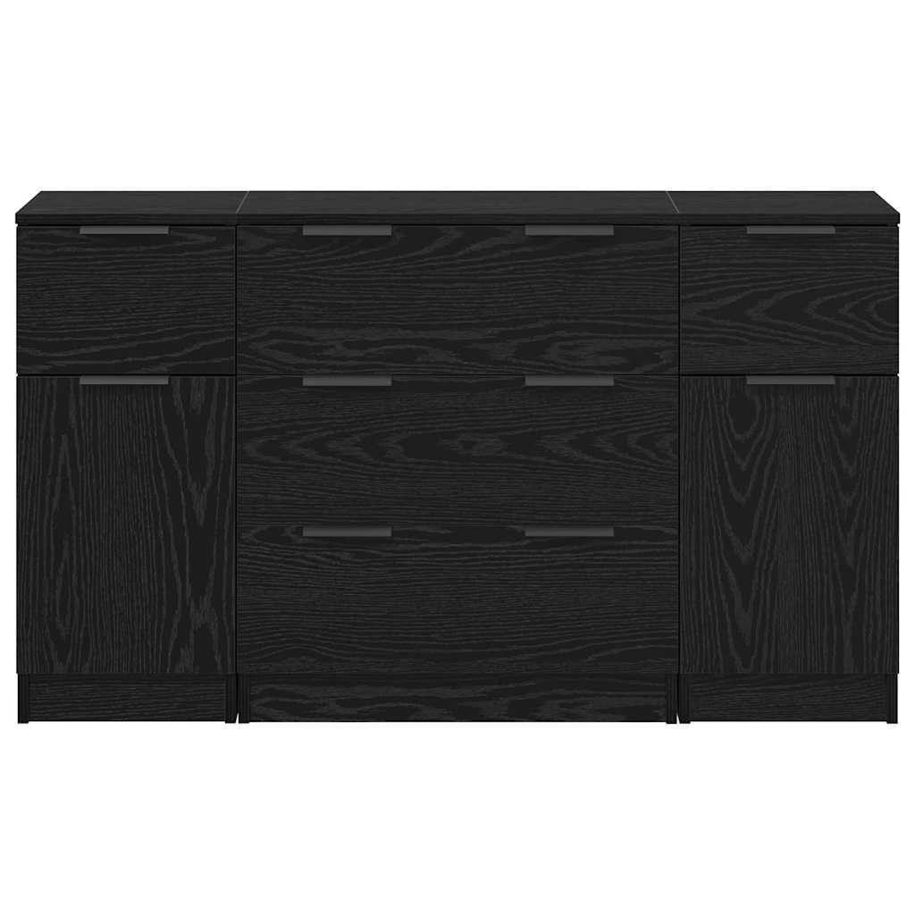 Buffet 3 pcs Carvalho preto 121 x 30 x 70 cm Madeira processada