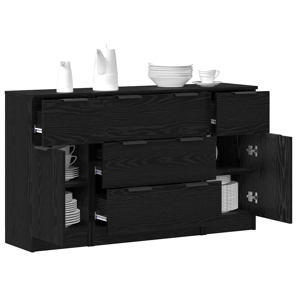 Buffet 3 pcs Carvalho preto 121 x 30 x 70 cm Madeira processada