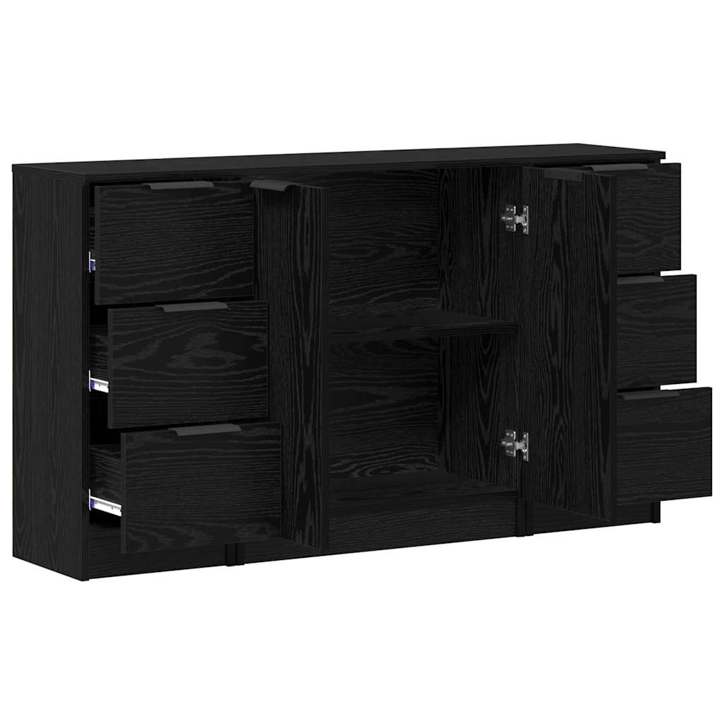 Buffet 3 pcs Carvalho preto 121 x 30 x 70 cm Madeira processada