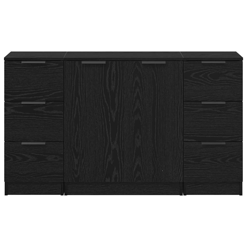 Buffet 3 pcs Carvalho preto 121 x 30 x 70 cm Madeira processada