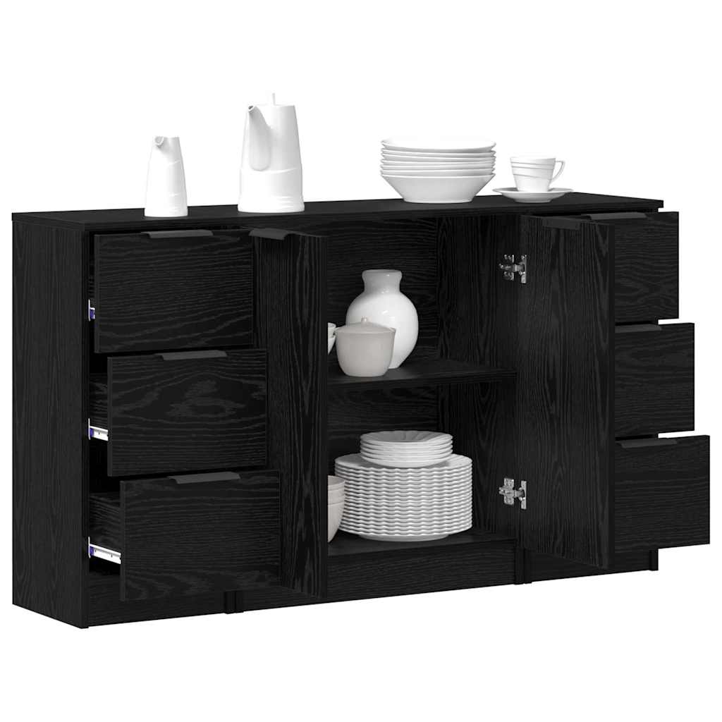 Buffet 3 pcs Carvalho preto 121 x 30 x 70 cm Madeira processada