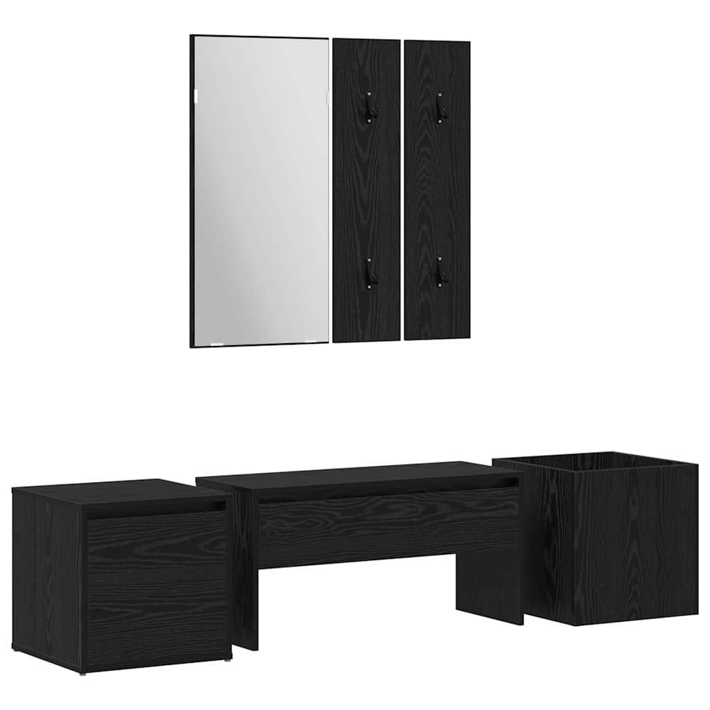 Conjunto de móveis de corredor com gaveta 6 pcs Carvalho preto