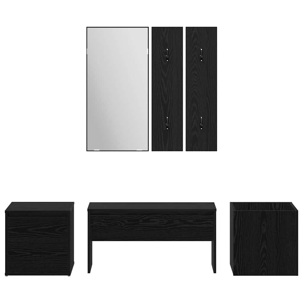 Conjunto de móveis de corredor com gaveta 6 pcs Carvalho preto