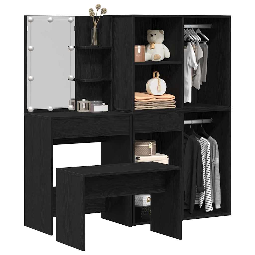 Conjunto de Mesa de Vestir 2 pcs Preto 140 x 40 x 140 cm