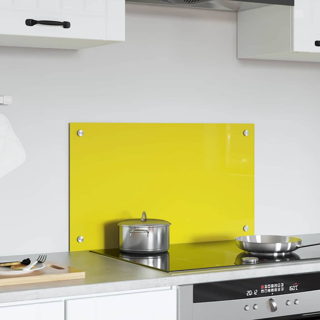 Proteção de Cozinha Amarelo 70 x 40 x 0.6 cm vidro temperado