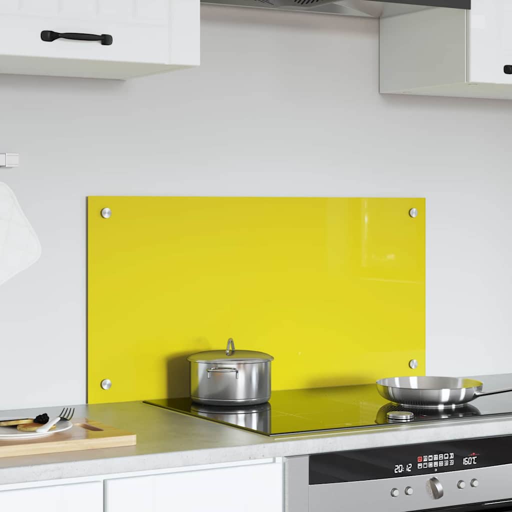 Proteção de Cozinha Amarelo 80 x 40 x 0.6 cm vidro temperado