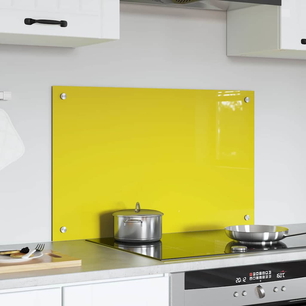 Proteção de Cozinha Amarelo 80 x 50 x 0.6 cm vidro temperado
