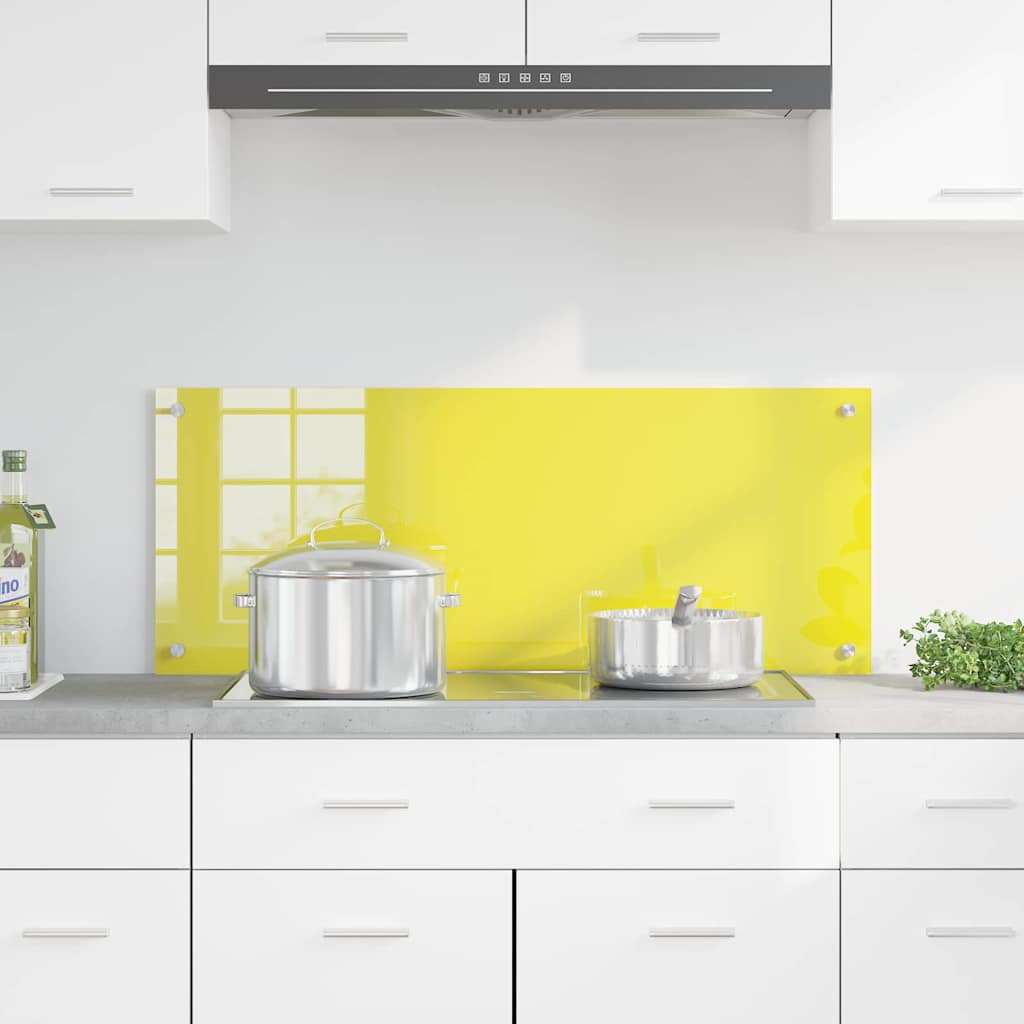 Proteção de Cozinha Amarelo 100 x 40 x 0.6 cm vidro temperado