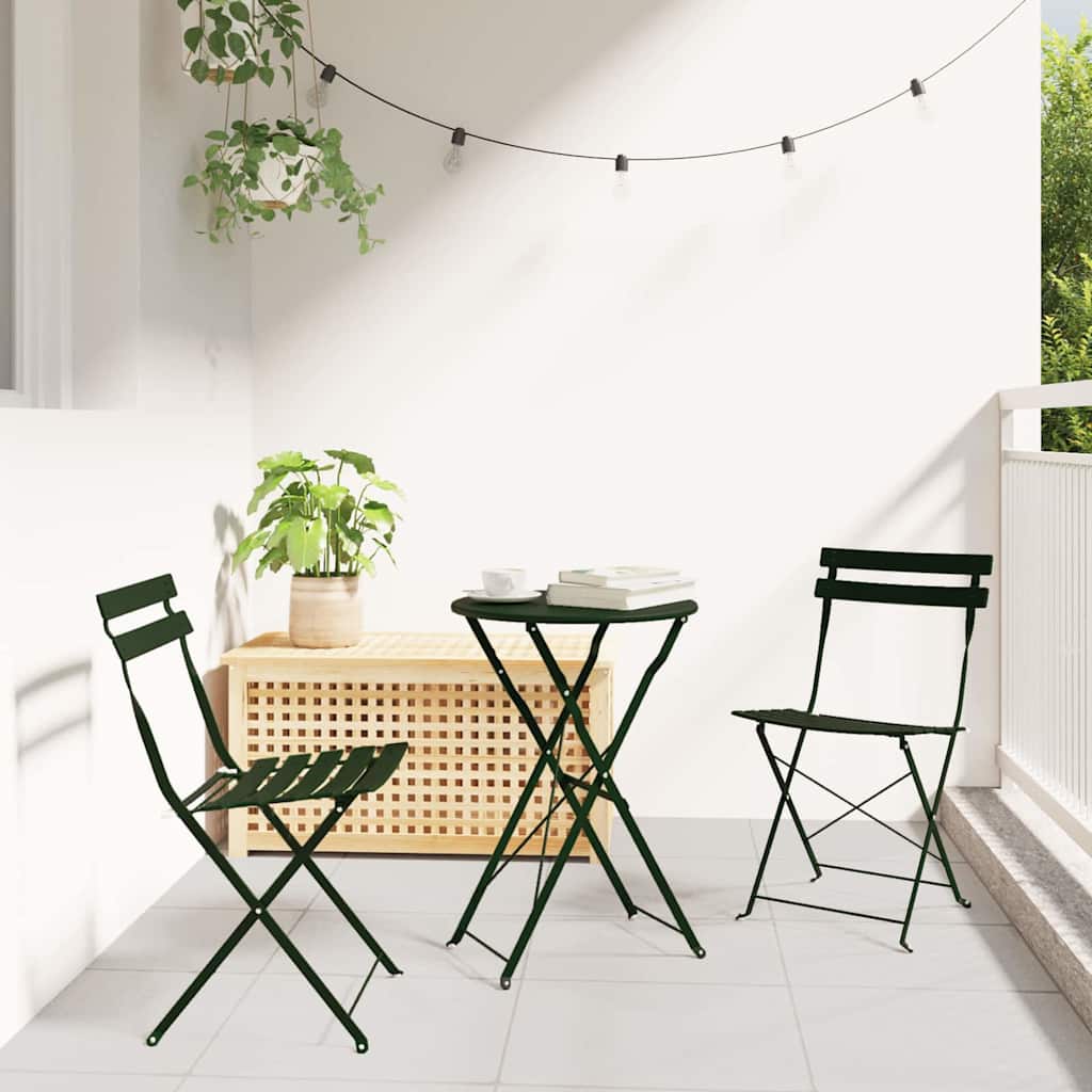 Cadeira Dobrável de Jardim 2 pcs Verde 42 x 46 x 82cm Aço