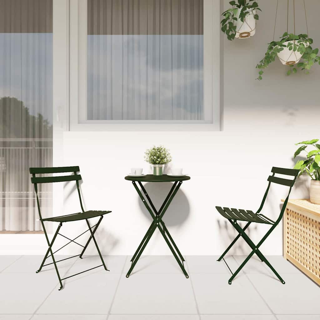 Cadeira Dobrável de Jardim 2 pcs Verde 42 x 46 x 82cm Aço