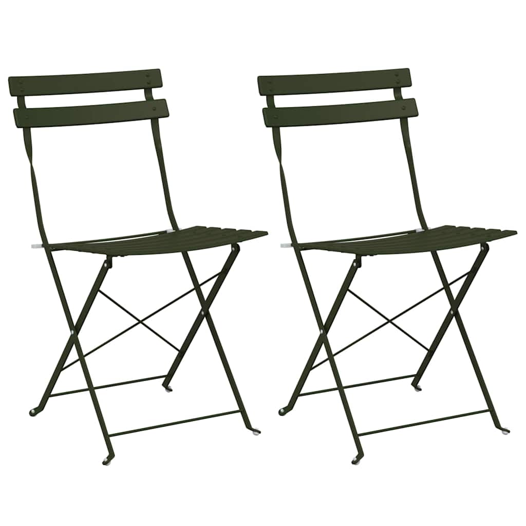 Cadeira Dobrável de Jardim 2 pcs Verde 42 x 46 x 82cm Aço