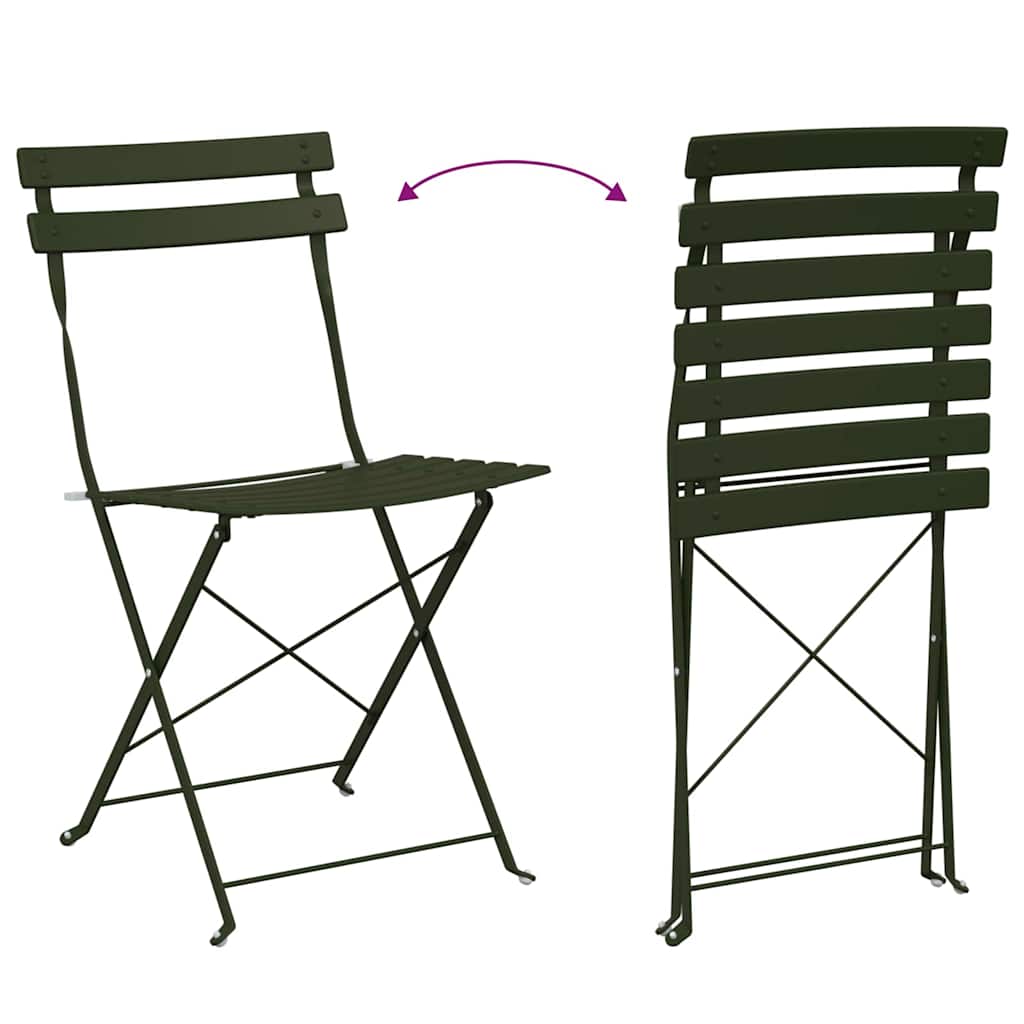 Cadeira Dobrável de Jardim 2 pcs Verde 42 x 46 x 82cm Aço
