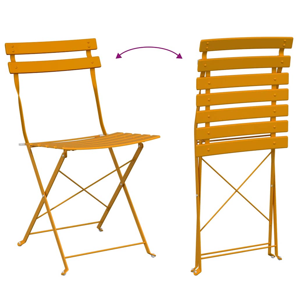 Cadeira Dobrável de Jardim 2 pcs Mostarda 42 x 46 x 82cm Aço