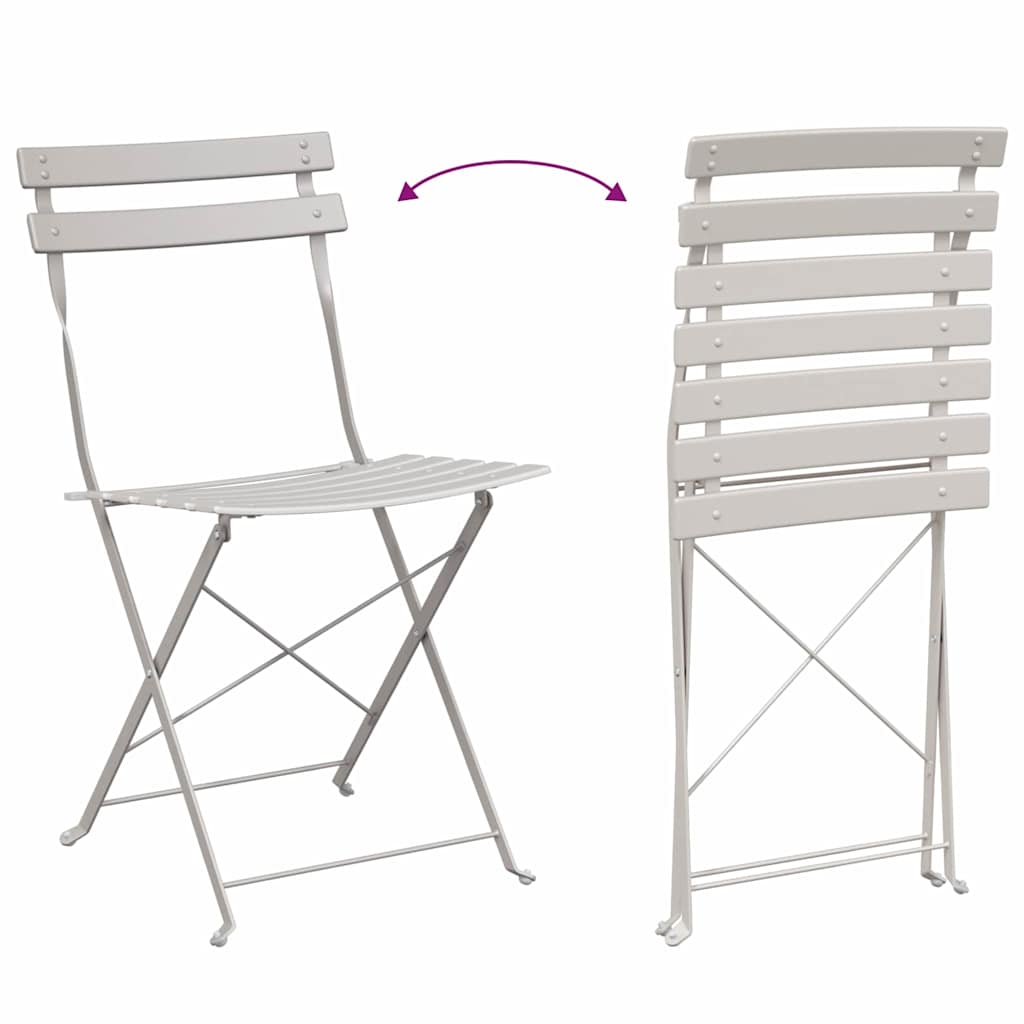 Cadeira Dobrável de Jardim 2 pcs Bege 42 x 46 x 82cm Aço